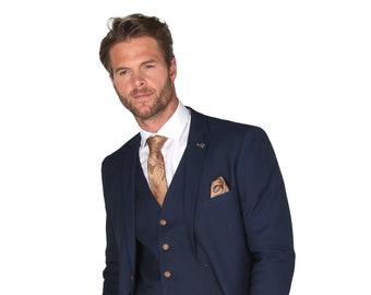 Men's Tailored Fit 3 Piece Formal Wedding Business Navy Suit