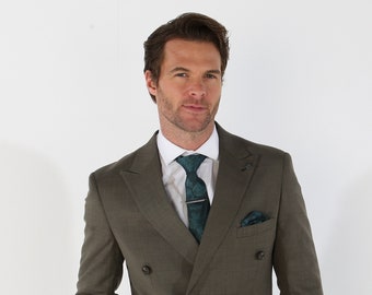 Men's Plaid Double-Breasted Green Suit, 2PC Set Sold Separately, for Weddings Business & Special Events