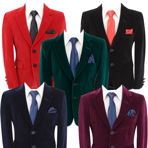 Garçons Velours Slim Fit Blazer Mariage Formel Pageboy Dîner Anniversaire Veste D'hiver