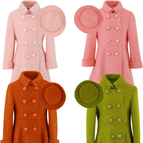 Manteau à double boutonnage en laine pour fille Ensemble de veste 2 pièces pour occasions spéciales formelles