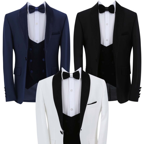 Jungen Eleganter Smoking Anzug mit Kord Samtweste & Schalkragen - Perfekt für Hochzeiten - Formelle Anlässe
