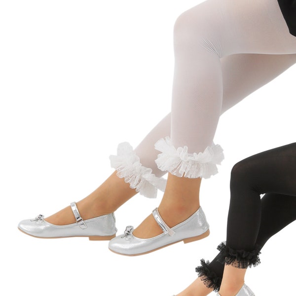 Girls Microfiber Ruffle Tights Footless Ballet Stocking