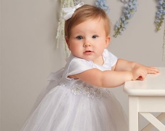 Taufkleid-Set für Babys mit Paillettendetails – Weißes Taufoutfit