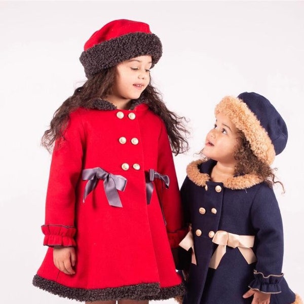 Beau Kid Baby Girl’s Double Breasted Mid- Length Felted Wool 2 Piece Coat Set