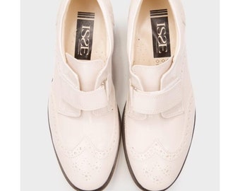 Boy's Classic Patent Brogue Shoes In Cream/ Ivory