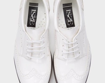 Jongens Faux Leather Brogue Lace Up Communie Jurk Schoenen in Wit