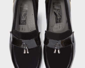 Flamingo Boys Patent & Suede Loafers in Black