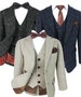 Boys Retro Tweed Check Suit in Beige, Dark Grey and Navy Blue 