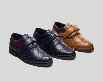 Suède leren vleugeltip, brogue Oxford-schoenen voor jongens – perfect voor bruiloften en speciale gelegenheden