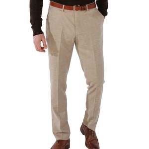 Herren Kariertes Tailored Fit Beige/Grün Anzug, 3-teiliges Set einzeln verkauft, für Hochzeiten, Geschäftliches & Besondere Anlässe Trousers Only