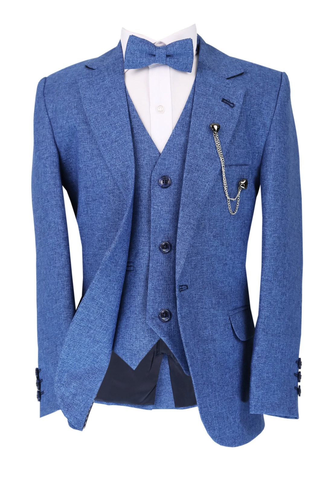 Boys 6-Piece Formal Suit Set - Includes Vest, Dress Shirt, Pants, Tie, Bow Tie & Pocket Square For Weddings, Easter, Parties