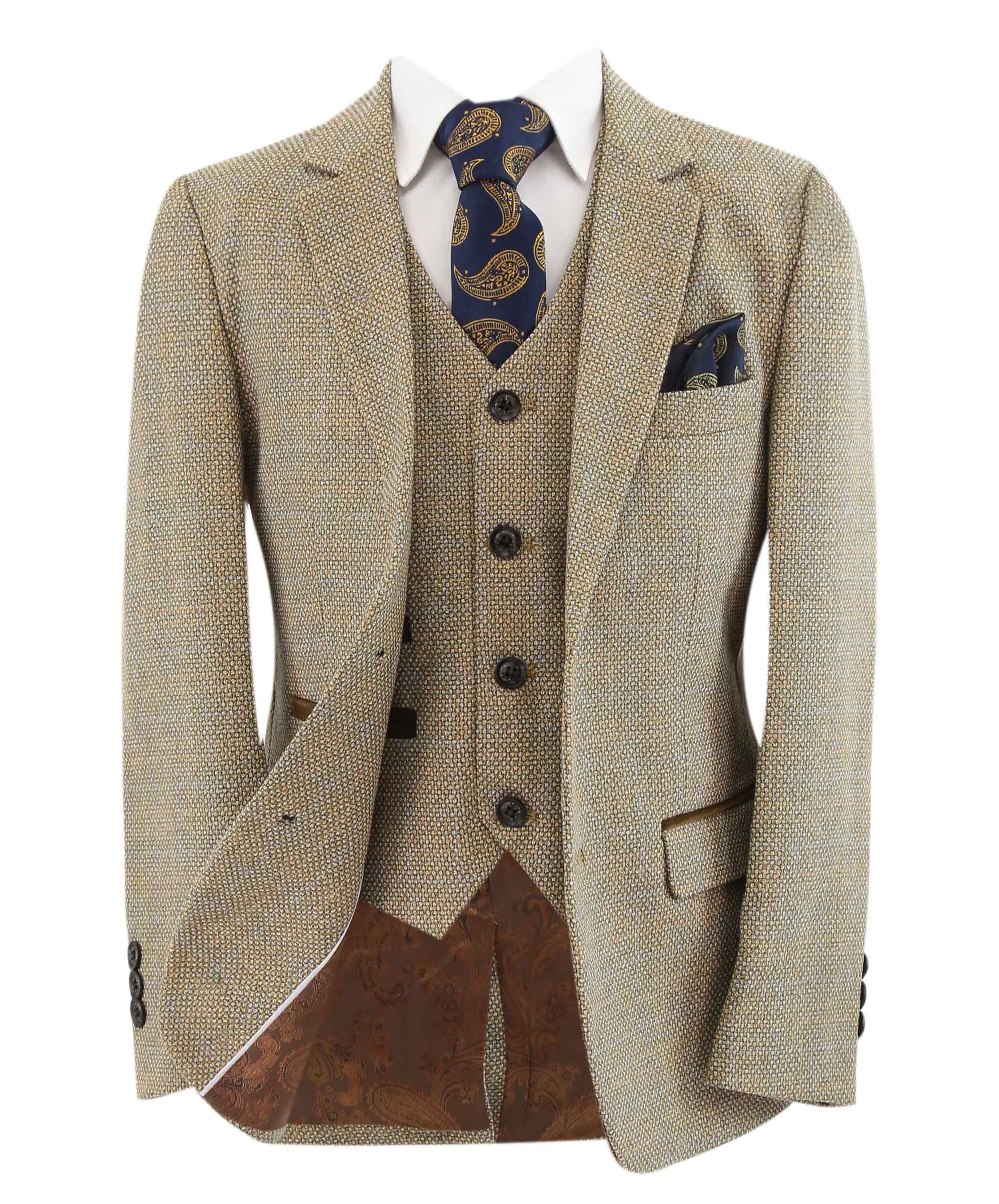 Costume homme 3 pièces tweed prune de laine mélangée à carreaux style –  TruClothing FR