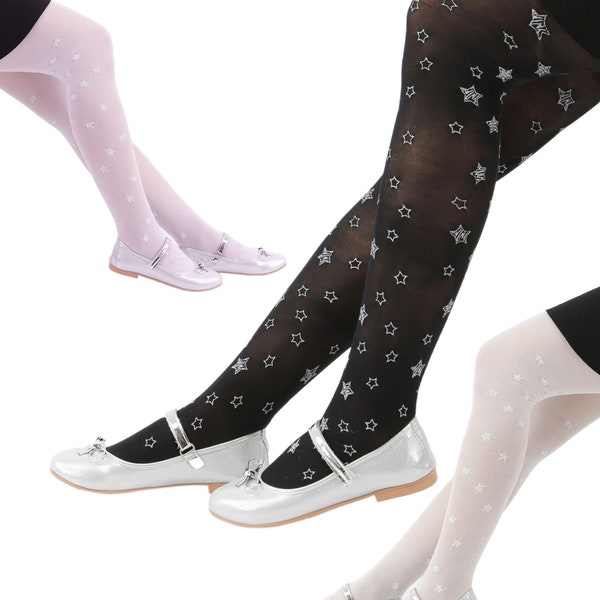 Girls High Waist Footed Sheer Dotted Star Tights  Cute Stoking