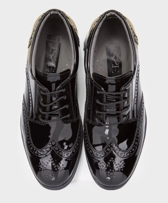 Zapatos Brogue Formales de Patente Negra para Niños Zapatos Zapatos para niño Oxford y con punto en ala 
