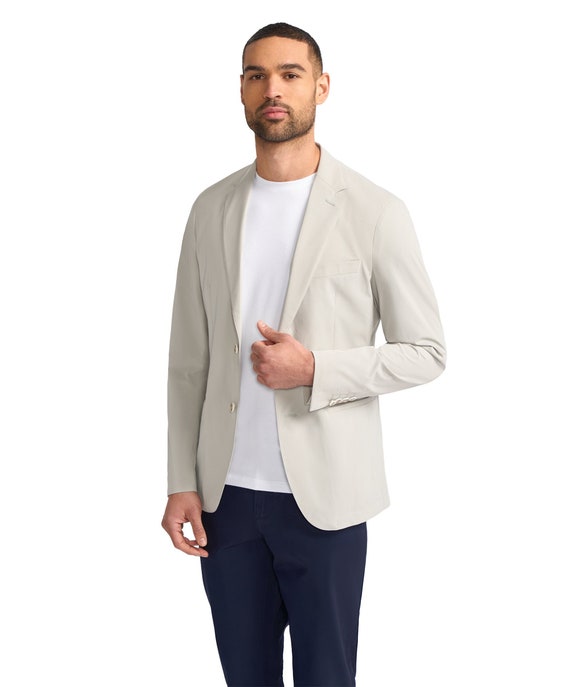 Classic Men s Twill Pinstripe Stone Grey Blazer Versatile Business Casual Jacket Etsy UK