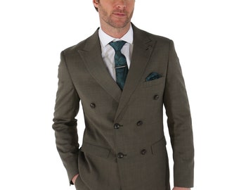 Premium Men's Plaid Double-Breasted Green Suit, for Weddings Business and Special Events