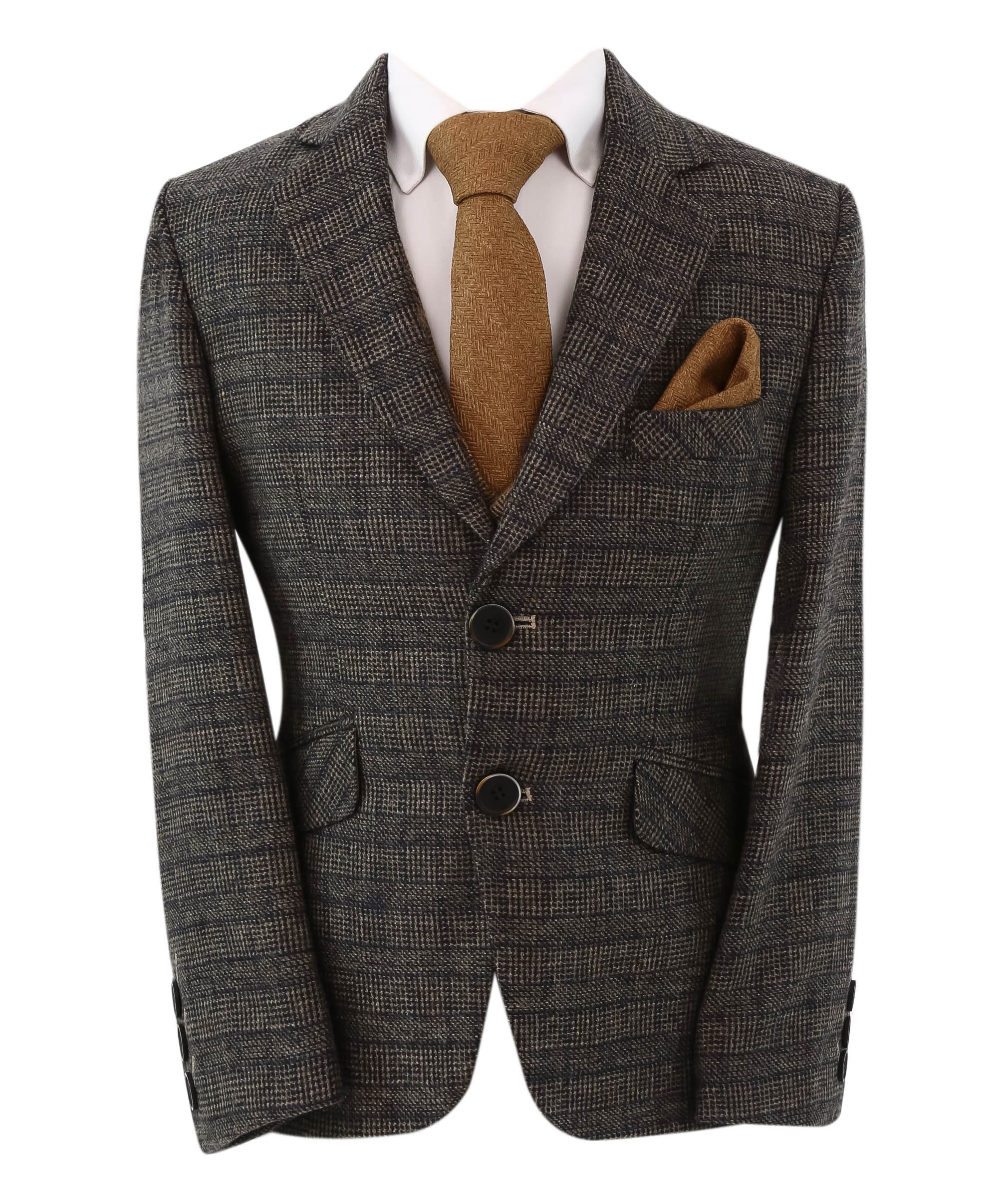Boys Check Tweed Slim Fit 3 Piece Suit in Dark Brown | Etsy