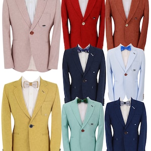 Boy’s Twill Single Breasted Blazer Slim Fit Formal Smart Casual Formal Jacket Suit