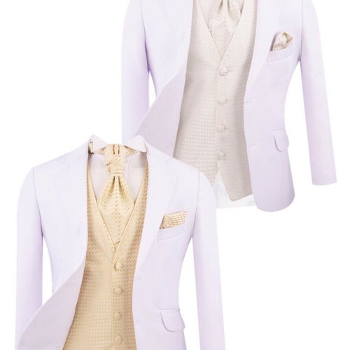 Boys Communion Tailored Fit 6 Piece White Suit With Gold or - Etsy