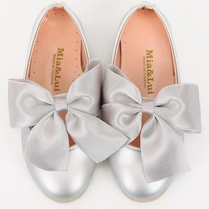 Flower Girls Communion Spanish Style Shiny Patent Faux Leather Mary Jane Bow Slip On Dress Formal Shoes Silver