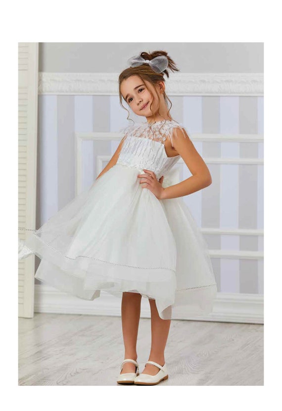 Girls White 3 piece set dress - www.weeklybangalee.com