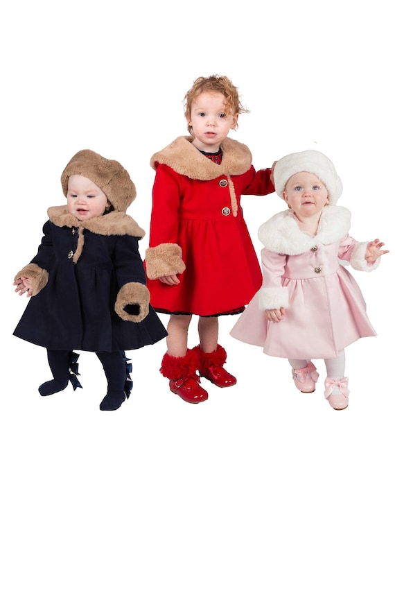 Beau Kid Girls Faux Fur Midi Formal Dress Coat 2 Piece Felt - Etsy