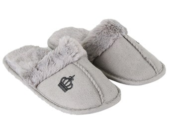 Boy’s Slip-On Faux Fur Slipper Indoor Outdoor Grey Footwear