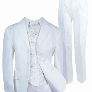 Boys All in One Communion Tailored Fit White Suit image 5