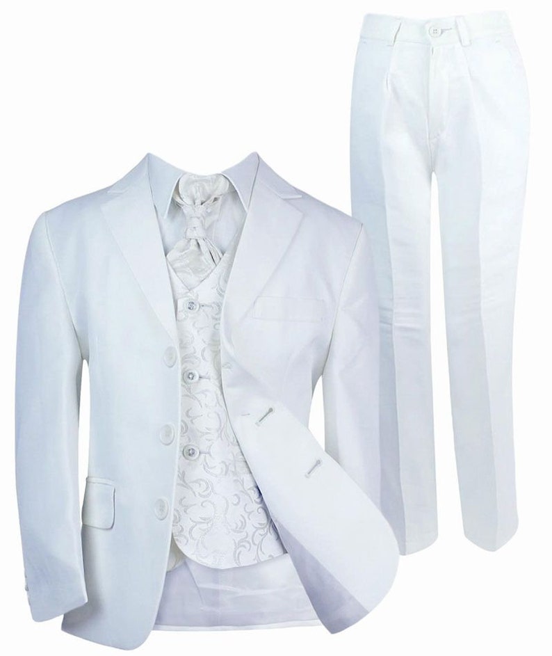 Boys All in One Communion Tailored Fit White Suit image 5