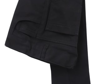 Boys Classic Black Linen Dress Trousers - Elegant Flat-Front Design