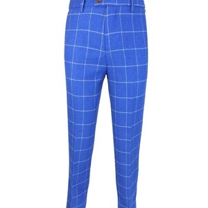 Boys Exclusive Woven Effect Royal Blue Window Pane Check Suit - Etsy