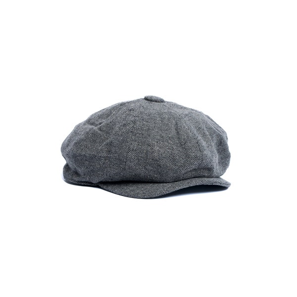 Casquette Gatsby en tweed à chevrons gris pour homme Peaky Blinder Baker Flat Shelby Cap