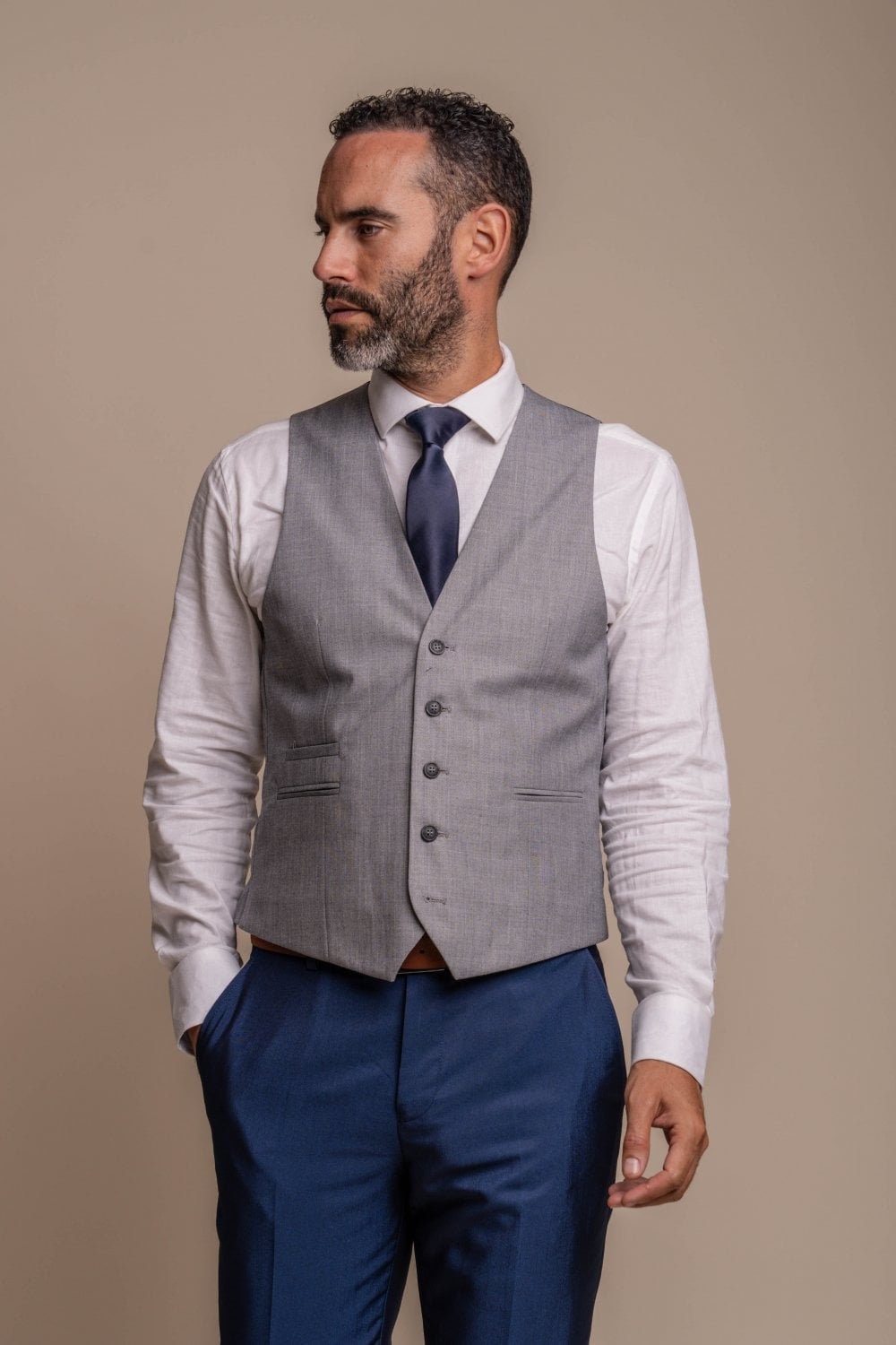 Men s Royal Blue Suit With Grey Waistcoat Slim Fit 3 piece Formal Wear Set for Wedding Special Occasions Etsy Canada