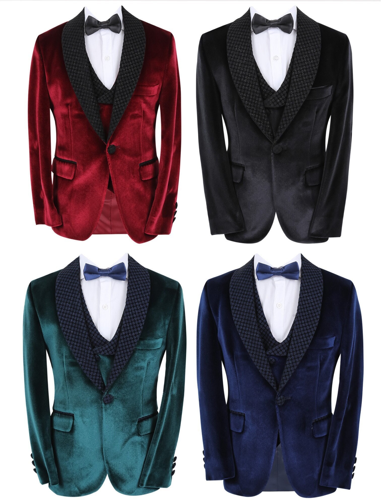 Ruby Red Venice Velvet Slim Fit Tuxedos - Formal Approach