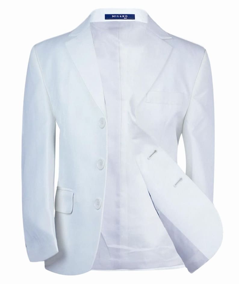 Boys All in One Communion Tailored Fit White Suit image 4