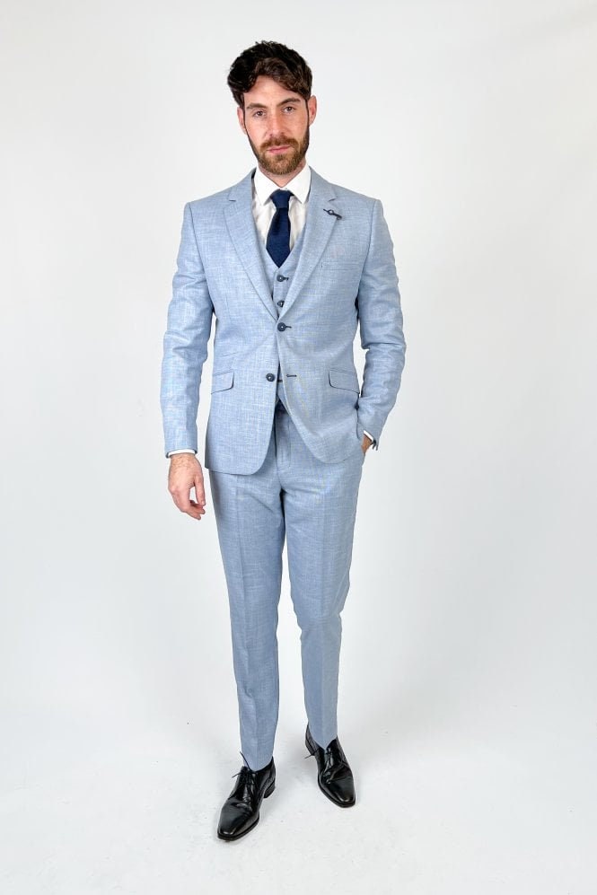 Mens Slim Fit Sky Blue Suit Jacket Waistcoat Trousers Sold Etsy