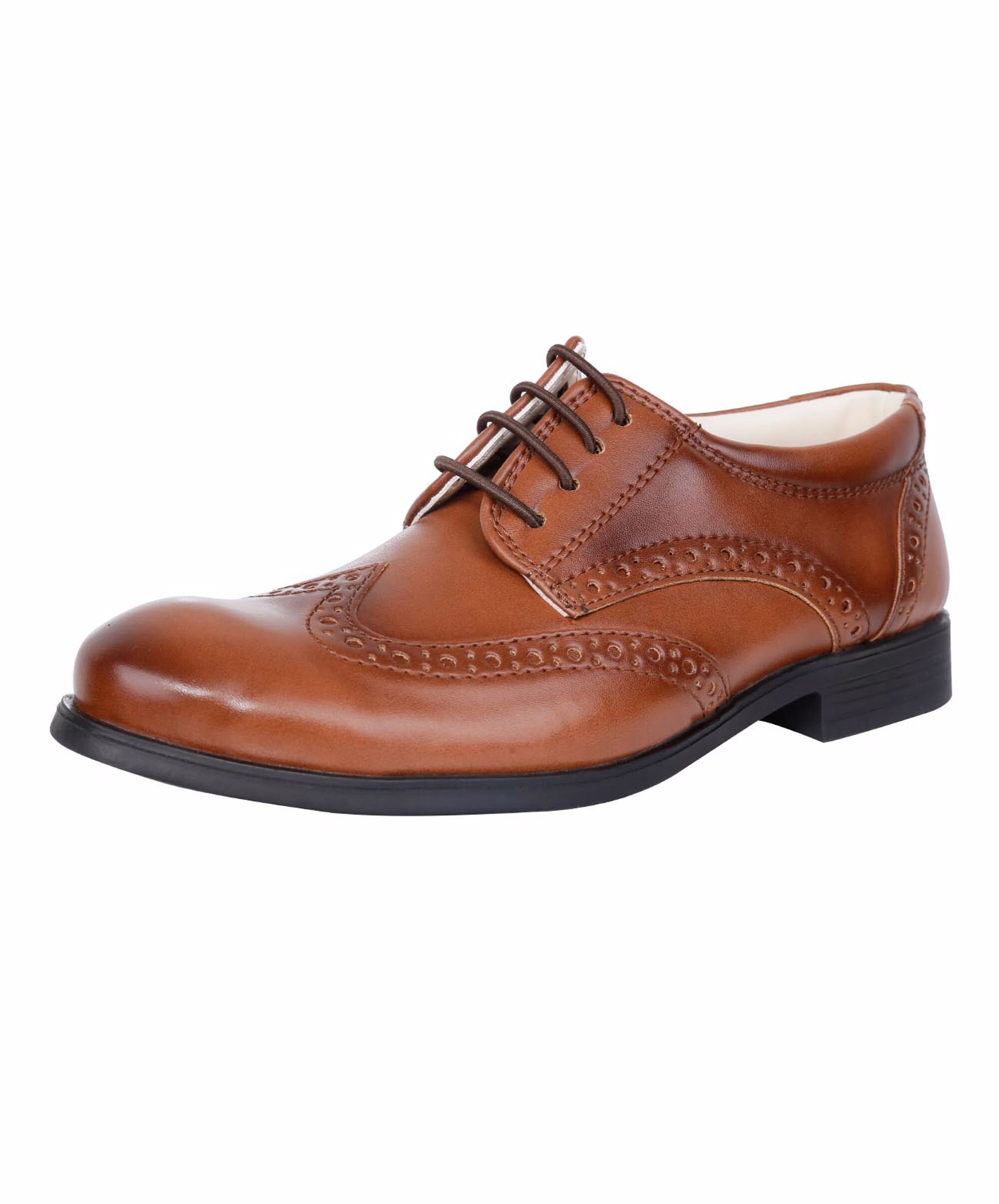 Boys Brand New Tan Patent Formal Brogue Shoes
