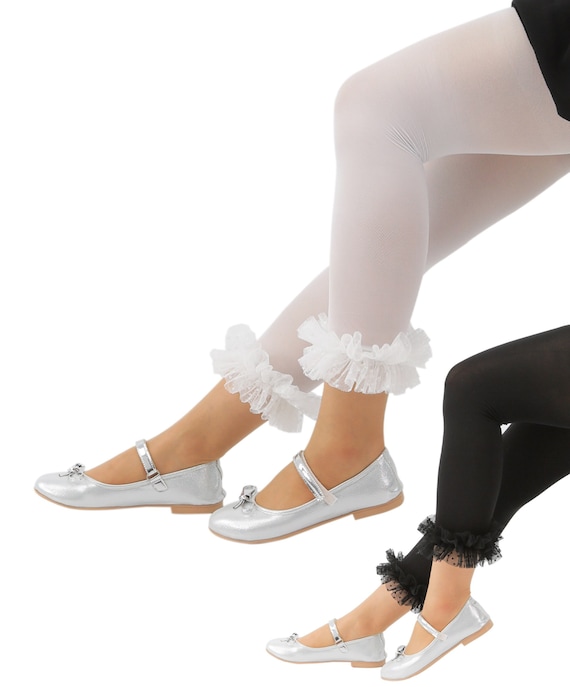 Girls Microfiber Ruffle Ballet Tights Footless Stretch Dance Stocking