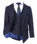 Boy's Check Tweed Retro Suit in Navy Blue 