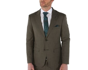 Premium Men's Tailored Fit Plaid Formal Sage Green Suit, for Weddings Business and Special Events