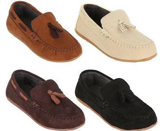 Boys Faux Suede Slip On Penny Loafer Wedding Prom Smart Casual Moccasin Shoes