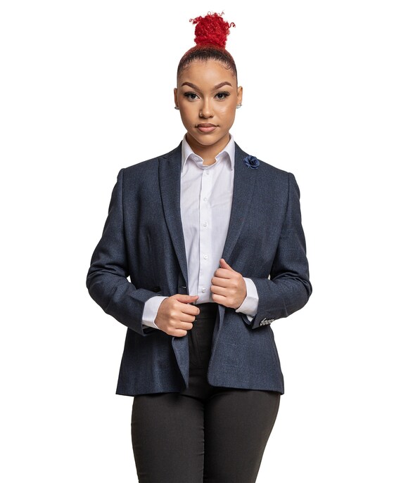 Ladies navy tweed shop blazer