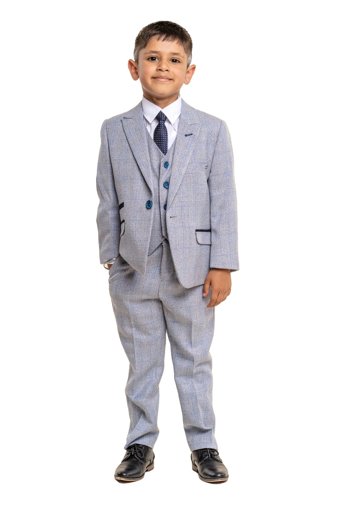 Boys Suit Retro Slim Fit Blue Tweed Houndstooth Check Set - Etsy UK