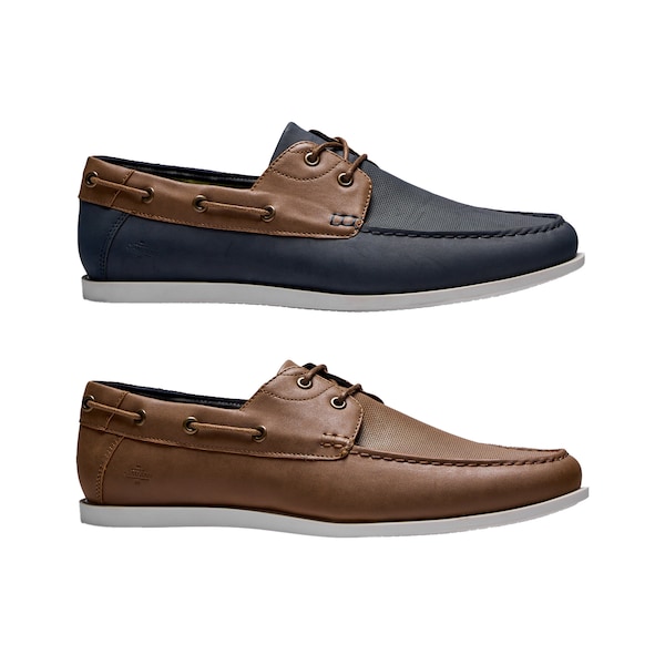 Men’s Leather Boat Shoes, Classic Lace Up Casual Footwear