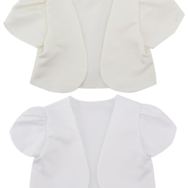 Bébé fille manches courtes Communion baptême baptême boléro fleur fille demoiselles d'honneur mariage formel Cardigan veste