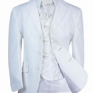 Boys All in One Communion Tailored Fit White Suit image 2