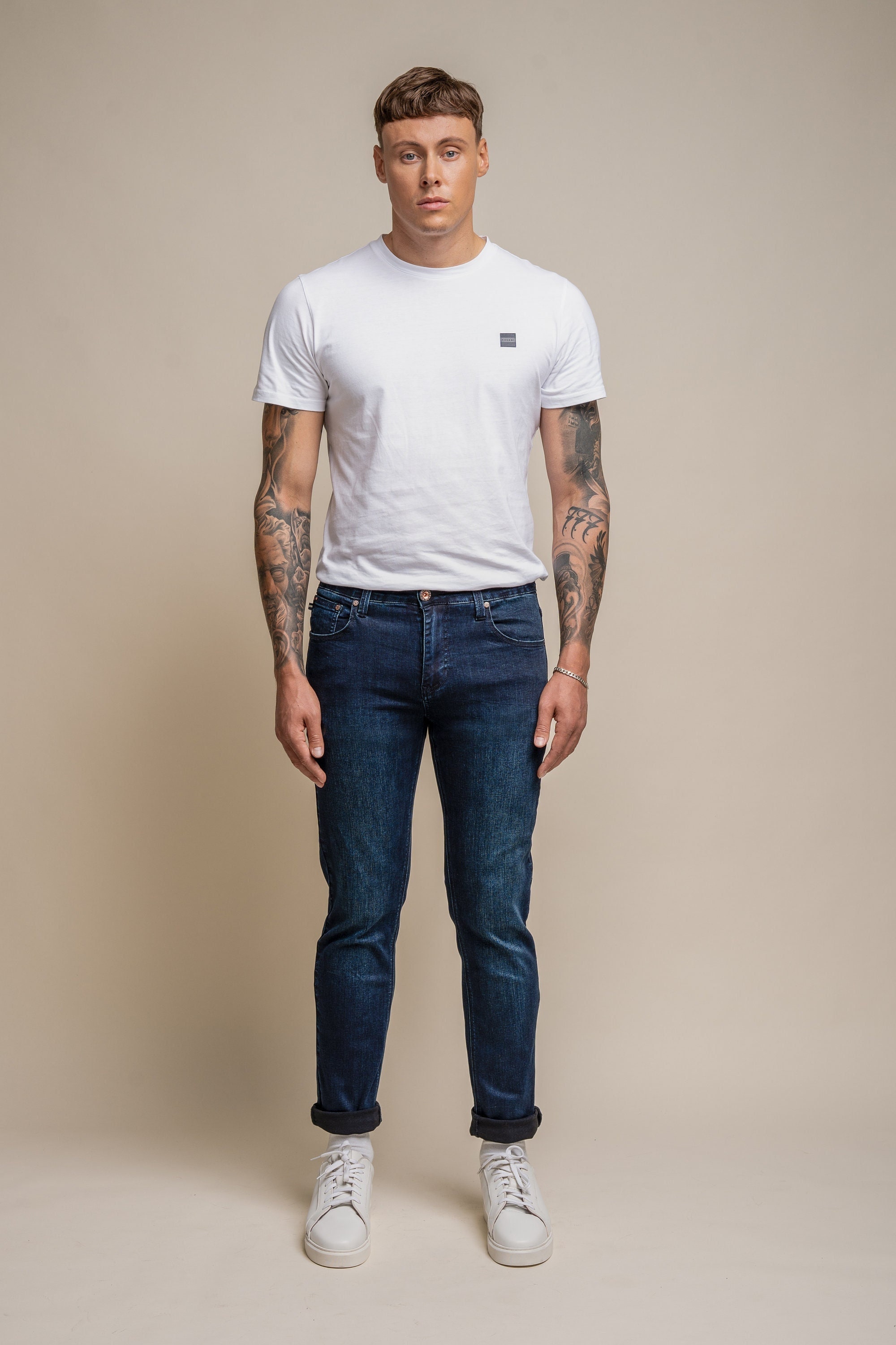 Mens Cotton Casual Slim Fit Denim Dark Indigo Blue Jeans Regular Short Long  Length Pants -  Canada