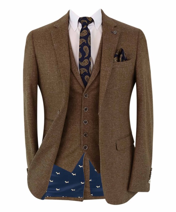 Completo da uomo in tweed slim fit 3 pezzi da lavoro formale | Etsy Italia