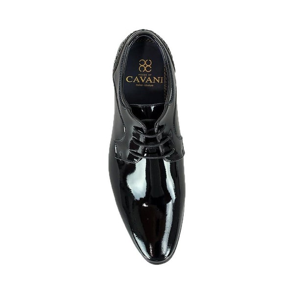 Mens Genuine Patent Leather Sheen Formal Wedding Oxford Lace Black Dress Shoes