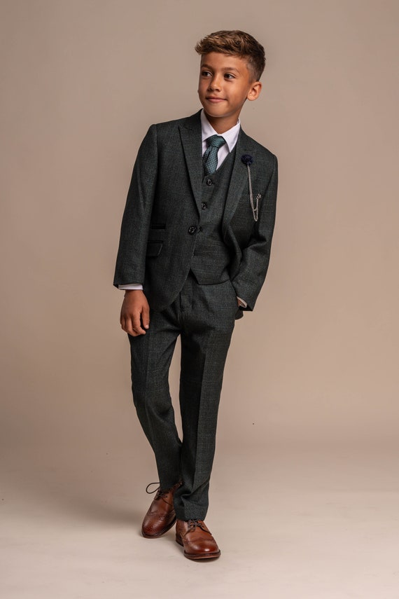 Boys green shop tweed suit